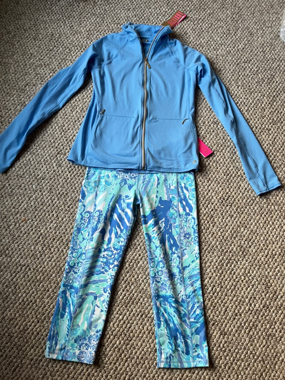 Lilly Pulitzer Blue Aqua Floral Luxletic Leggings